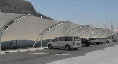 Electric vehicle charging station canopy membrane structure