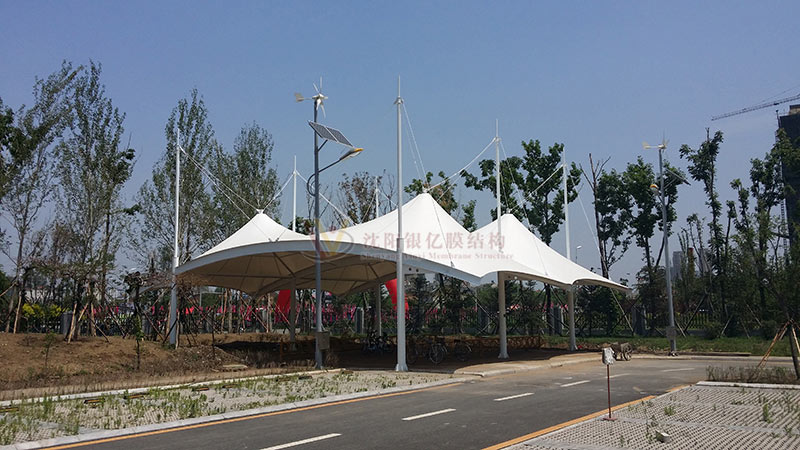 Sunshade canopy membrane structure